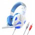 Sy830mv Wired Gaming Headset With Microphone 3 5mm Powerful Sound Headphones For Computer Pc White and blue PC luminous