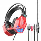 Sy850 Luminous Gaming Headset Noise Cancelling Soft Earmuff Headphones With Microphone For Smartphones Pc red blue