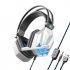 Sy850mv Illuminated Wire Control Gaming Headset Noise Cancelling Headphones With Microphone Compatible For Ps4 white blue