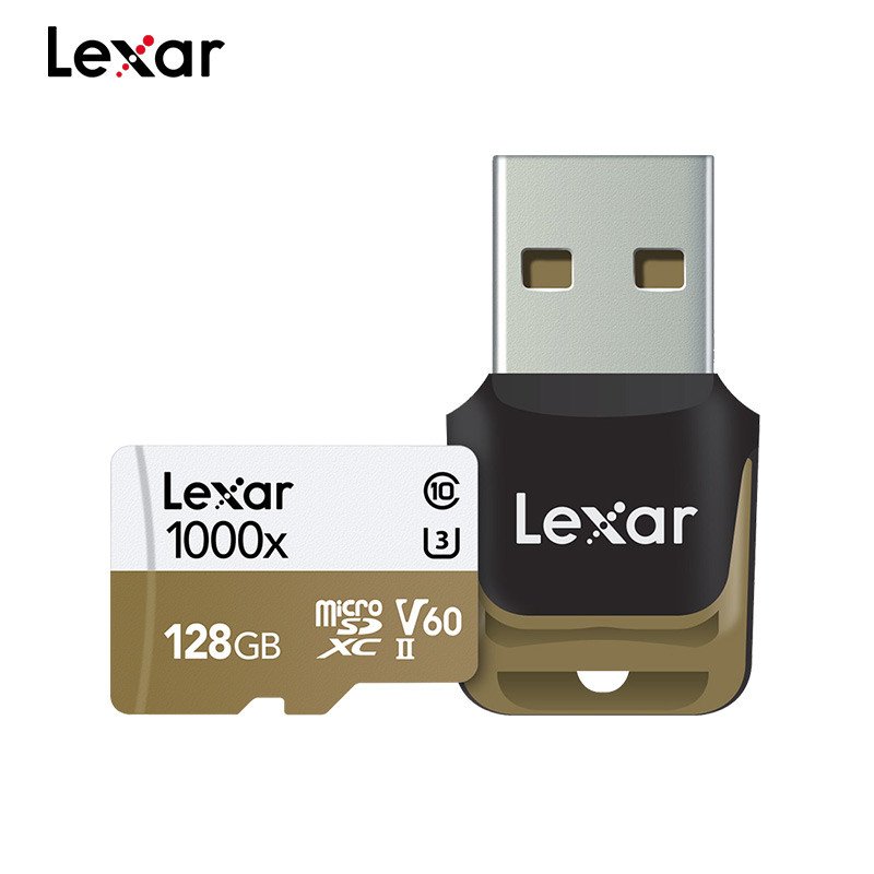 Original LEXAR 1000x Micro SD SDXC tf Memory Card Reader for or Drone Sport Camcorder 150MB/s White brown_128G