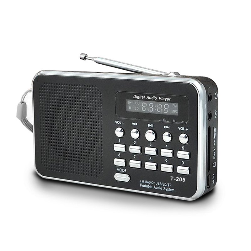 T-205 Fm Radio Portable Hifi Card Speaker Digital Multimedia Mp3 Music Loudspeaker Outdoor Sports Speaker black