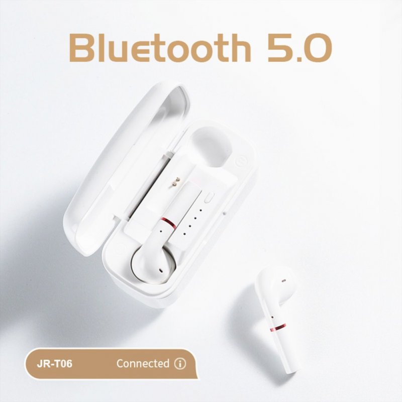 T06 Bluetooth 5.0 Touch Control Earphones for Both Ears 2500mAh Charging Case Wireless Headset T06-white