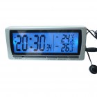 T08 4-in-1 Car Clock Dual Thermometer Calendar Alarm Clock Temperature Monitor