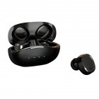 T1 Bluetooth-compatible 5.0 Wireless Earphone Mini Portable Dual-frequency True Tws Touch-control Headset Black - color box packaging