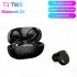T1 Bluetooth compatible Earphone Mini Portable Wireless Long Battery Life Earphone Automatic Matching 5 0 Gaming Headset black