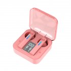 T13 Bluetooth-compatible 5.2 Headset Digital Display Earbuds Subwoofer In-ear Tws Wireless Earphones transparent pink