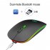 T18 Wireless Mouse Dual Modes Cordless Computer Mice With Color Modes Backlit 1600 DPI For Laptop Tablet PC T18 matte black charging