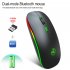 T18 Wireless Mouse Dual Modes Cordless Computer Mice With Color Modes Backlit 1600 DPI For Laptop Tablet PC T18 matte black charging