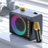 T203 Karaoke Machine With 2 Microphones TF Card U Disk Player Portable Speaker Studio Subwoofer For Outdoor Party Meeting black