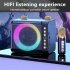T203 Karaoke Machine With 2 Microphones TF Card U Disk Player Portable Speaker Studio Subwoofer For Outdoor Party Meeting black