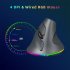 T25 Wireless 3 Modes Mouse Optical Portable Vertical Mouse Adjustable 2 4GHz Wireless RGB Lighting Rechargeable Black