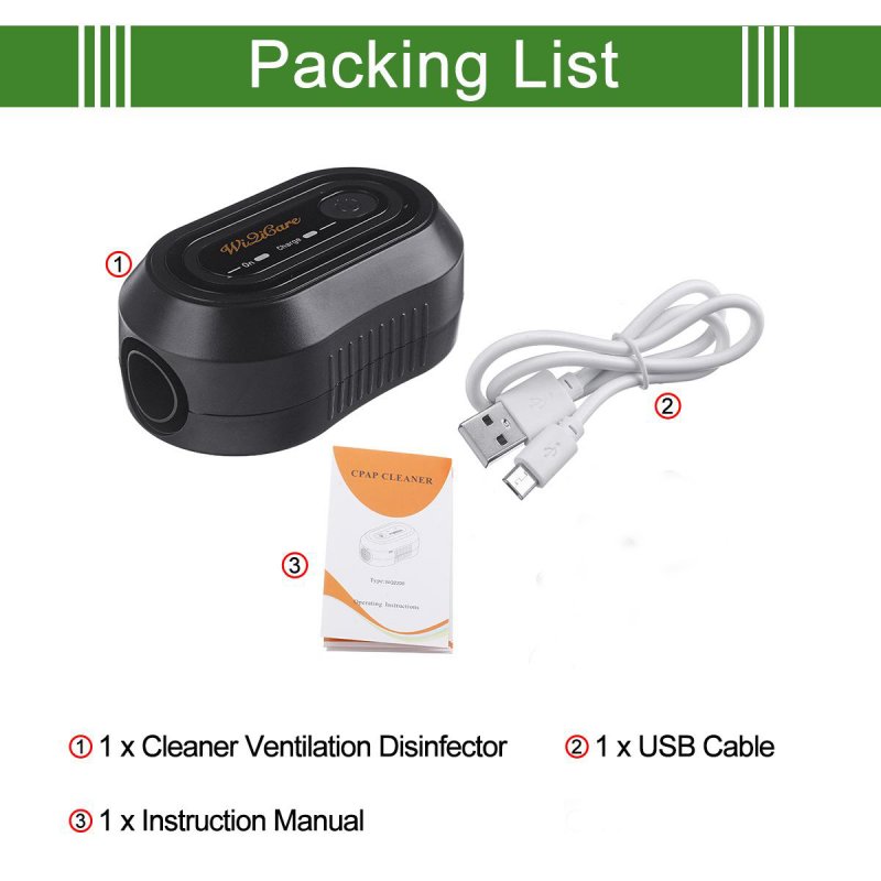 CPAP Cleaner Plastic 2200mAh Air Purifiers Replacement Parts DC 3.6V~4.3V IPX1 Waterproof 