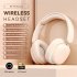 T3 Wireless Headsets Noise Canceling Ear Buds Longer Playtime Foldable Lighting Earphones For Cell Phone Computer Laptop beige