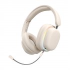 T3 Wireless Headsets Noise Canceling Ear Buds Longer Playtime Foldable Lighting Earphones For Cell Phone Computer Laptop beige