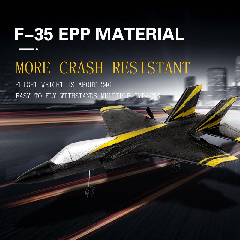 Fx635 Remote Control Aircraft 2.4g F35 Fighter Fixed-Wing RC Glider Epp Foam RC Airplane Toys Black