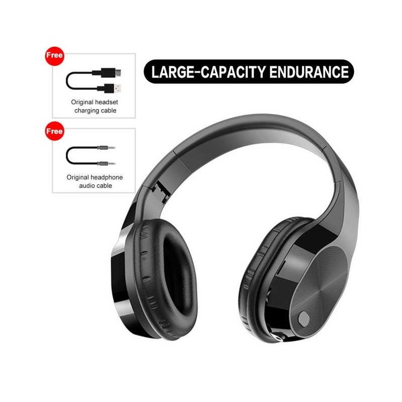 T5 Wireless Bluetooth Headset Foldable Head-mounted Headset Running hanging ear stretch computer game headset black