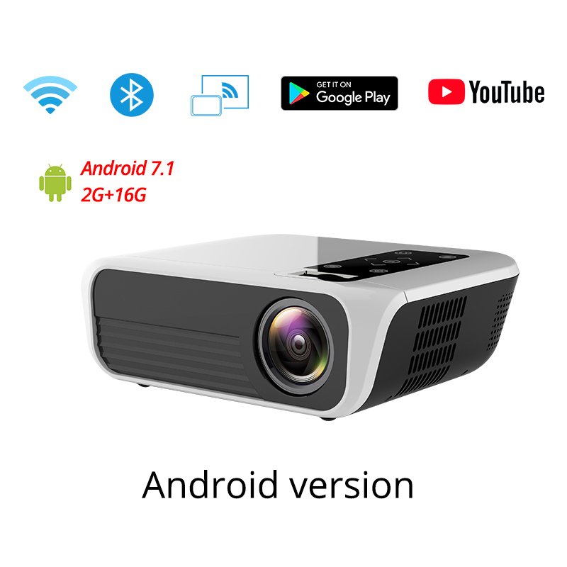 T500 Android Smart Portable Digital Projector WIFI Home Use 1080P High Definition Projector white_US Plug-Android