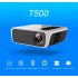 T500 Mini Digital Projector 1080P High Definition LED Home Projector Portable white US Plug
