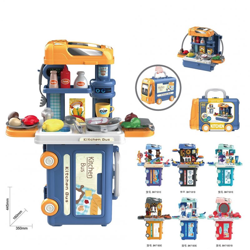 3-in-1 Children Bus Pretend Play Playset Simulation Doctor Kitchen Supermarket Makeup Kit Educational Toy For Kids Xmas Gifts 