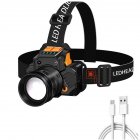 T6 Led Headlamp Outdoor Zoom Usb Charging Head-mounted Headlight Flashlight Head Band Lamp Camping Gear USB cable