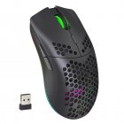 T66 2.4G Wireless Mouse Ergonomic High Precision Mice Portable Honeycomb Mouse 3600 DPI RGB Lighting Rechargeable Mice black