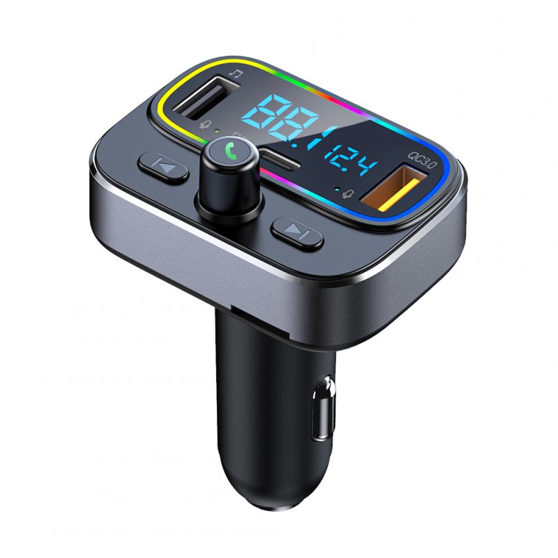 T66 Car Bluetooth Fm Transmitter Rgb Ambient Light Mp3 Player Pd20w Fast Charge Handsfree Kit black
