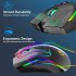 T69 Wireless Mouse Ergonomic RGB Luminous Wireless Silent Mouse 2 4GHz USB Cordless Mouse Adjustable DPI Rechargeable Wireless Mouse For Computer PC Laptop blac
