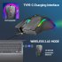T69 Wireless Mouse Ergonomic RGB Luminous Wireless Silent Mouse 2 4GHz USB Cordless Mouse Adjustable DPI Rechargeable Wireless Mouse For Computer PC Laptop blac