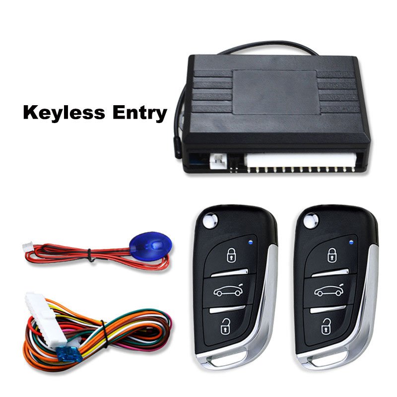 Universal Car Auto Keyless Entry System Button Start Stop LED Keychain Central Kit Door Lock with Remote Control 