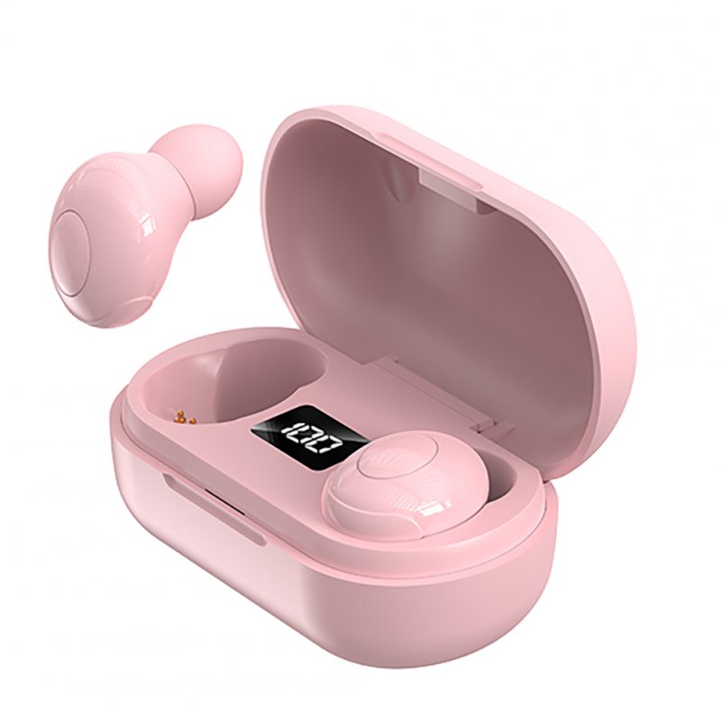 T8 Mini Wireless Bluetooth-compatible 5.0 Headset Stereo Tws Sports Earbuds Power Digital Display Earphone pink