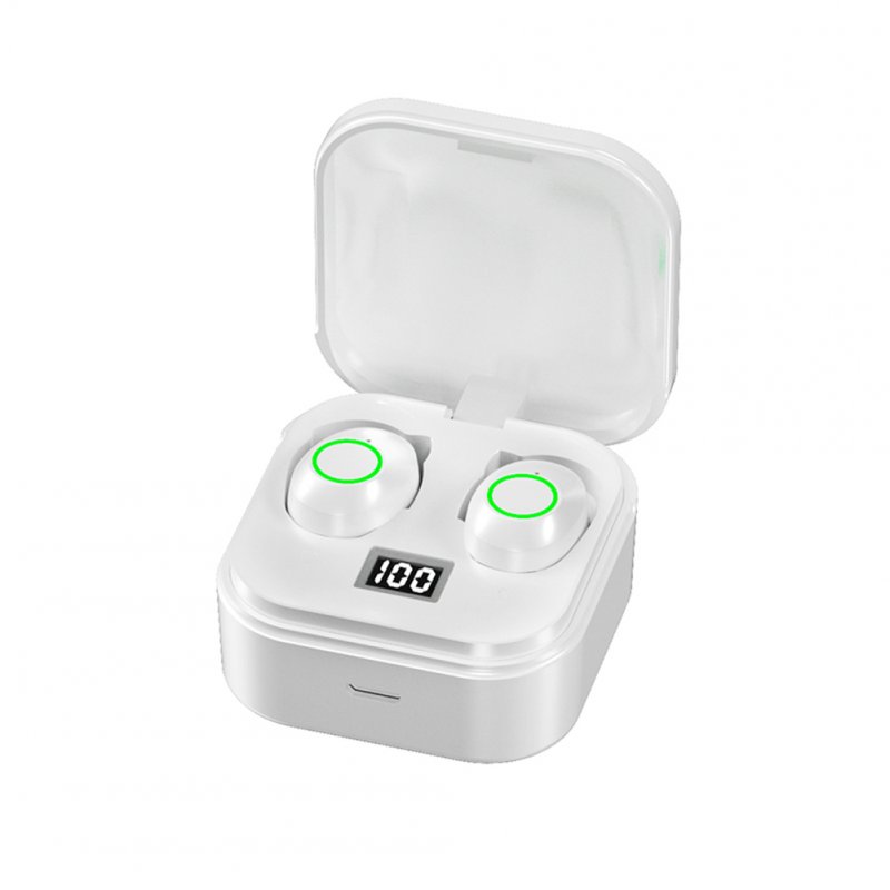 TG01 02 Mini Bluetooth-compatible 5.1 Wireless Headset Digital Display Tws Stereo In-ear Touch-control Earphone TG02mini white