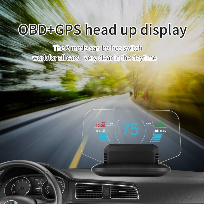 C1 HD Color LCD Display Car HUD Head Up Display OBD2 + GPS Head Display 