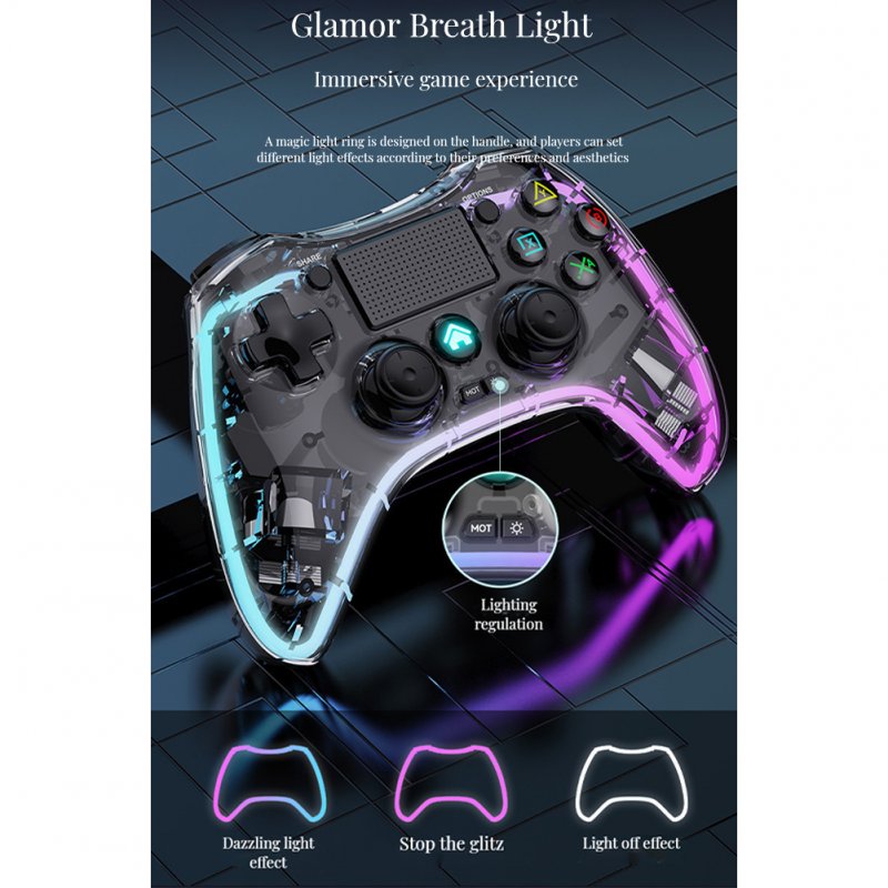 Wireless Game Controller RGB Luminous Bluetooth Gamepad for Ps4 Android iOS Switch P4 Handle with Receiver