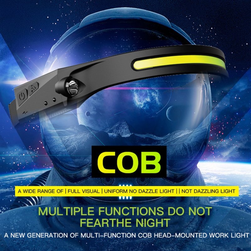 Mini Led Headlamp 5 Modes Usb Rechargeable Outdoor Sports Cob Induction Flashlight Torch 