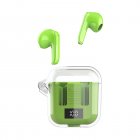 TM90 Wireless Earphones In-Ear Earbuds With Transparent Power Display Charging Case For Phone Computer Laptop green