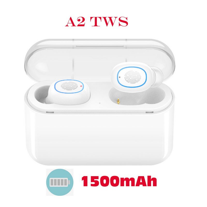 TWS Bluetooth 5.0 Earphones Headphones In-ear Headset Sports Earbud for android ios all smart earphone White 1500 mAh
