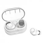 TWS Bluetooth 5 0 Headset Wireless Handsfree Earphones for Sport Driving Stereo Music Mini Earbuds with Charging Box white