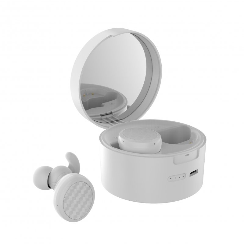 TWS Bluetooth Earphone Cosmetic Mirror 5.0 Earplugs Stereo Wireless Headset Phone Bracket white