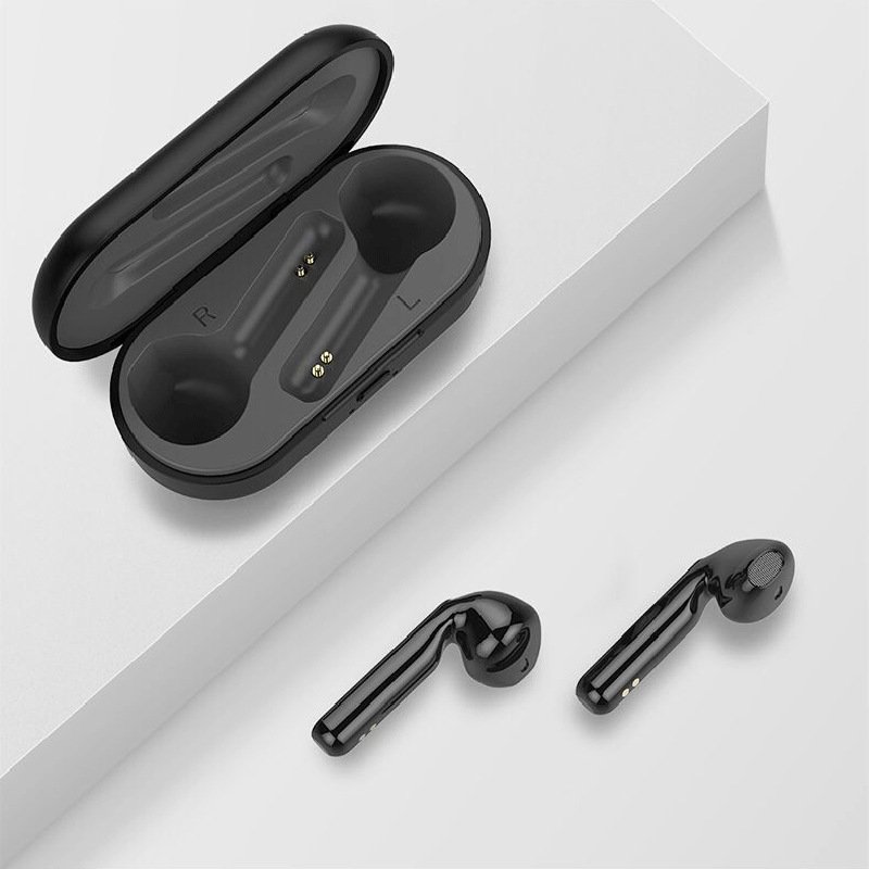TWS Bluetooth Headphones 5.0 Wireless Charging Case Data Cable Waterproof Sports Mini L8 Headset black
