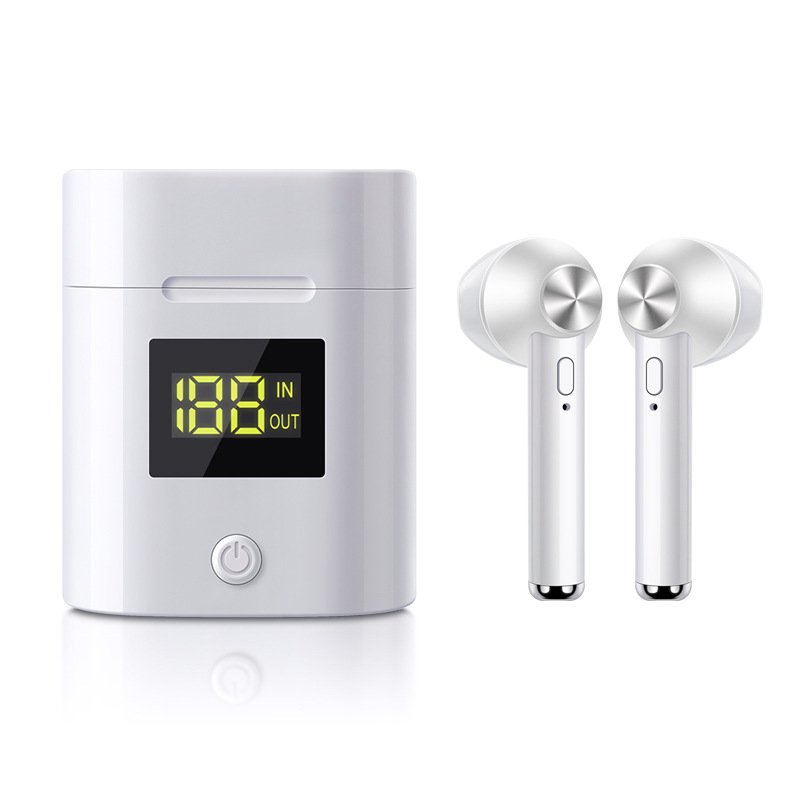 TWS Bluetooth Headset Stereo 5.0 Auto On Pairing Power Display In Ear Headphone white