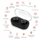 TWS Earphones Bluetooth5 0 Binaural Stereo In ear Wireless Headset with Charging Bin Call Conversation Support Sports Headphones  silver ring