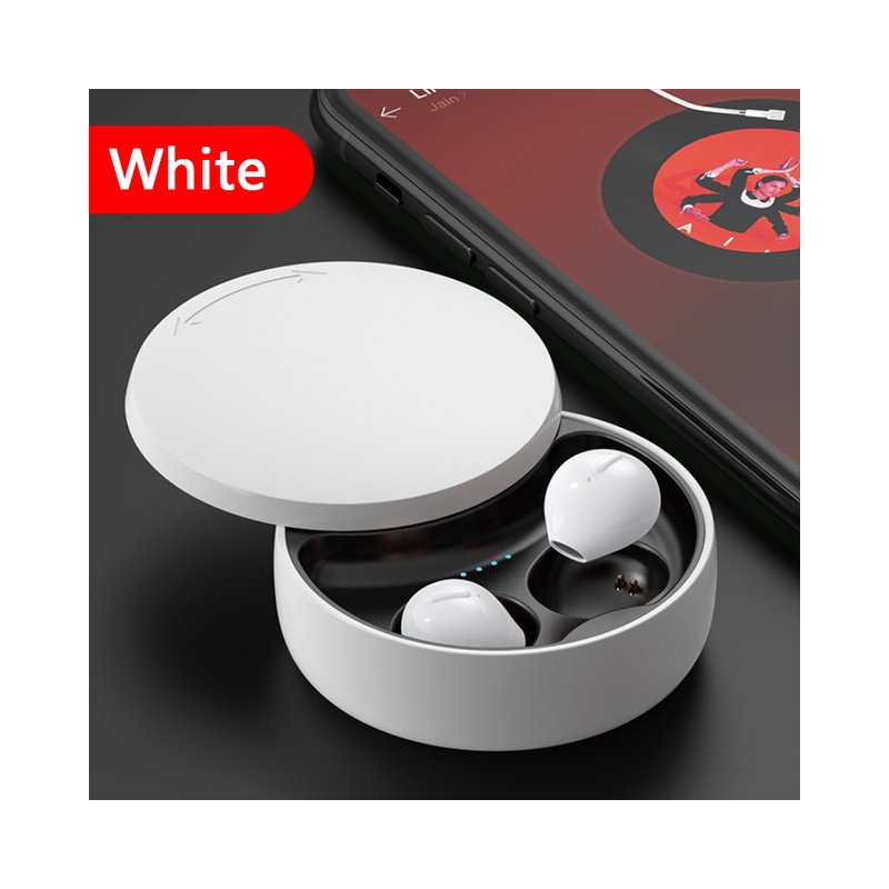 TWS X21S Invisible Bluetooth Headset Mini Wireless Binaural Sports Micro-mini With Charging Case Earbuds White