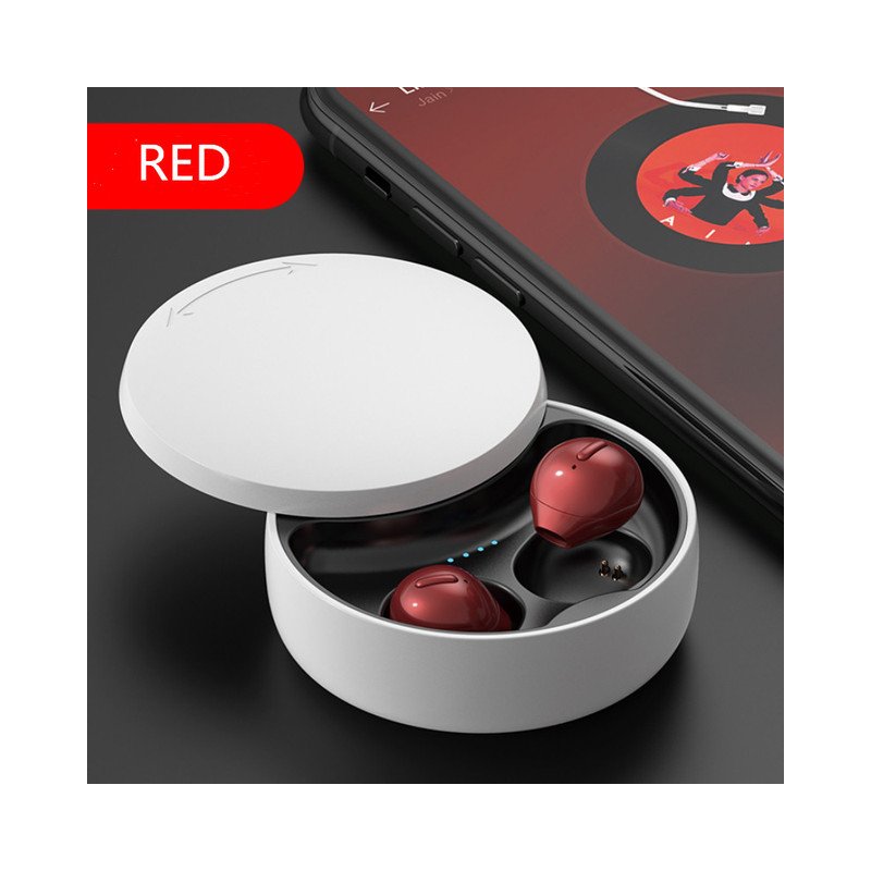 TWS X21S Invisible Bluetooth Headset Mini Wireless Binaural Sports Micro-mini With Charging Case Earbuds Red