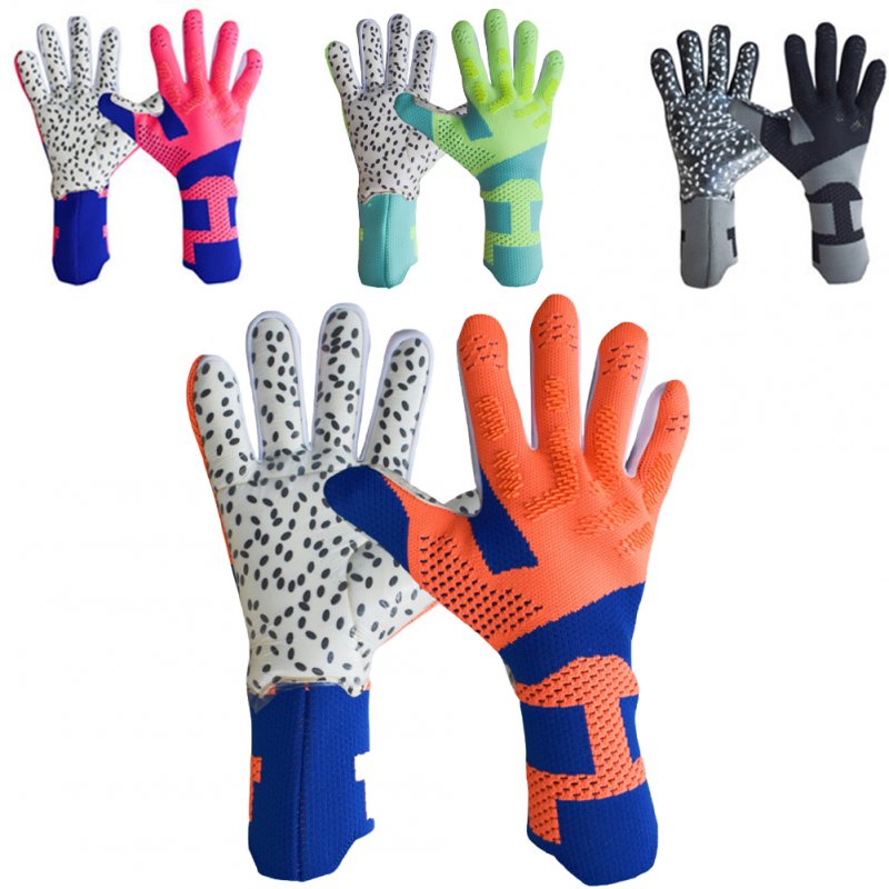 Latex Goalkeeper Gloves Thickened Football Goalkeeper Gloves Professional Football Gloves For Outdoor Training Soccer orange blue 6 yards