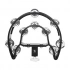 Tambourine Metal Jingles Percussion Instrument Hand Held Tambourines Bell With Clip-on Holder For KTV Party black