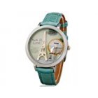 Tanboo Women`s Eiffel Tower Analog Watch with Faux Leather Strap (Blue)