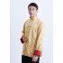 Tang suit For Men Chinese Traditional Satin Hanfu Tops Long Sleeves Cardigan Single breasted Performance Jacket green and black XXXL