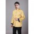 Tang suit For Men Chinese Traditional Satin Hanfu Tops Long Sleeves Cardigan Single breasted Performance Jacket blue and gold L
