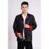 Tang suit For Men Chinese Traditional Satin Hanfu Tops Long Sleeves Cardigan Single breasted Performance Jacket blue and gold XXL