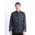 Tang suit For Men Chinese Traditional Satin Hanfu Tops Long Sleeves Cardigan Single breasted Performance Jacket blue and black XL